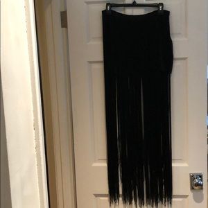 Haute Hippie mini spaghetti fringe skirt